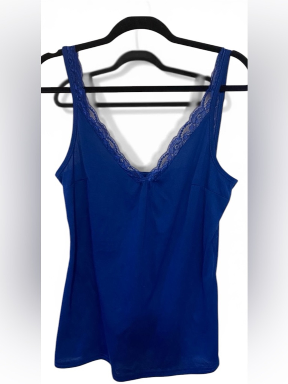 Blue Lace-Trim Tank Top - Women's Casual Layering Cami